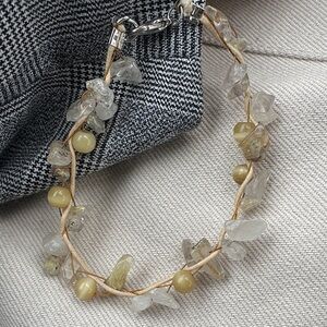 Gemstone Chips and Bead Natural Cord Bracelet